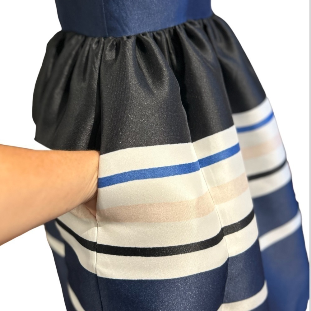 kate spade Navy, Black & White Striped Fit-and-Flare Dress - Picture 2 of 9